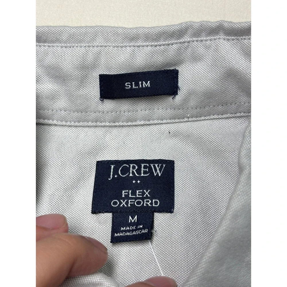 NWT J.Crew Flex Oxford Slim Fit Shirt Mens M Grey Long Sleeve Button Down H4726